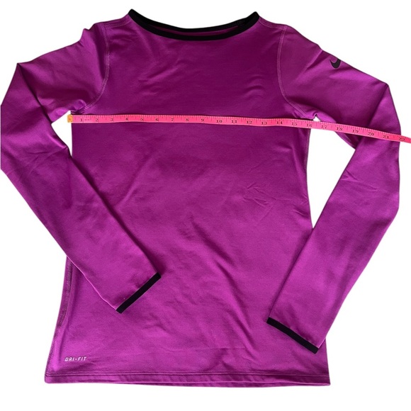 Girls Nike Pro Fleece Lined Compression Activewear Shirt in Purple Size XL - Picture 4 of 8